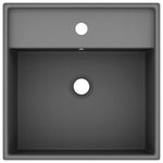 ZNTS Luxury Basin Overflow Square Matt Dark Grey 41x41 cm Ceramic 146950