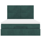 Ottoman Bed with Mattresses Dark Green 140x190cm Velvet 3313400