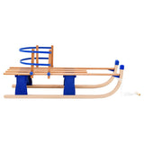 Folding Snow Sledge with Backrest Wood 119 cm 91458