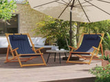 Folding Beach Chairs 2 pcs Blue Fabric 3214481