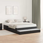Storage Bed Frame with Drawer Black oak 236.5 x 140 x 31.5 cm 3335638