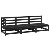 3 Piece Garden Lounge Set Black Solid Pinewood 805709
