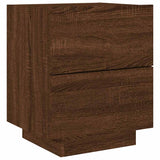 Bedside Cabinet with LED Lights Brown Oak Engineered Wood 836747