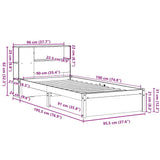 Bookcase Bed without Mattress White 90x190cm Single Solid Wood Pine 3322372