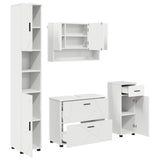 Bathroom Furniture Set 4 pcs White Engineered Wood and Metal 3393053