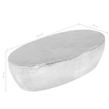 Coffee Table Hammered Silver 100x50x28 cm Aluminium 246506