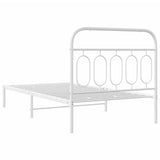 Metal Bed Frame without Mattress with Headboard White 107x203cm 377162