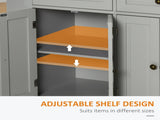 Rolling Kitchen Island Storage Trolley with Rubber Wood Top & Drawers for Dining Room, Grey T3398P328284