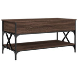 ZNTS Coffee Table Brown Oak 100x50x50 cm Engineered Wood and Metal 845360