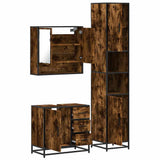 3 Piece Bathroom Furniture Set Smoked Oak Engineered Wood 3301107