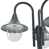 Garden Post Light E27 220 cm Aluminium 3-Lantern Dark Green 44216