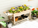46 x 94cm Wooden Raised Planter, with Shelves - Natural Finish T3398P328509