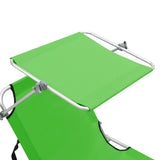 Folding Sun Lounger with Canopy Steel Apple Green 310325