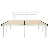 Bed Frame White Powder-coated metal, plywood 140x200 cm Durable 324830