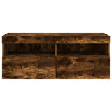 TV Wall Cabinet with LED Lights Smoked Oak 100x30x40 cm 837215