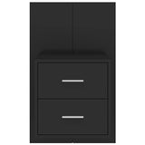 ZNTS Wall-mounted Bedside Cabinet Black 810991