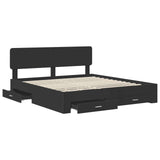 Bed Frame with Headboard Black 200 x 200 cm Engineered Wood 3412333