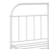 Bed Frame White Powder-Coated Steel Double Bed Frame 353702
