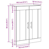 Wall Mounted Cabinet Artisian Oak 69.5x34x90 cm Engineered Wood 857313