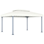 ZNTS Gazebo with LED String Lights 400x300 cm Cream Aluminium 3070351