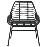 9 Piece Garden Dining Set Black Poly Rattan Glass 3334442