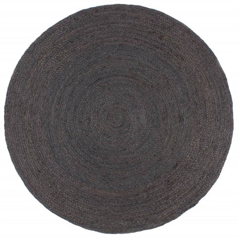 Handmade Rug Jute Round 210 cm Dark Grey 343597