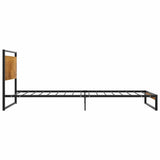 Bed Frame Black, Wood brown Powder-coated metal, MDF Single 324862