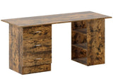 Computer Desk, Writing Table, PC Workstation with 3 Storage Shelves and Drawers, Silver Handle, for T3398P378018