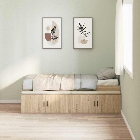Storage Bed Frame Sonoma oak 100 x 200 cm Engineered wood 3335183