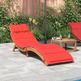 Sun Lounger with Cushion Red Solid Wood Acacia 367637