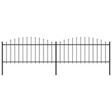 Garden Fence with Spear Top Steel x3.4 m Black 277704