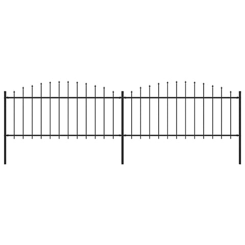 Garden Fence with Spear Top Steel x3.4 m Black 277704