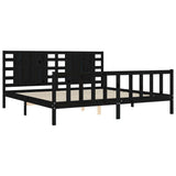 Bed Frame without Mattress Black 200x200 cm Solid Wood Pine 3192840