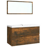 Bathroom Furniture Set Smoked Oak Engineered Wood 3120348