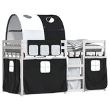 Bunk Bed without Mattress White&Black 75x190 cm Small Single Solid Wood Pine 3284003