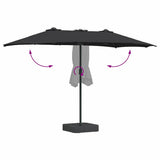 Garden Parasol Black 385 x 209 x 244 cm Polyester 42003289