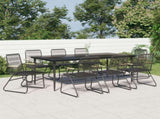 Garden Dining Set Black PVC rattan, powder-coated steel, glass 3099220