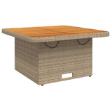 Garden Table Beige 80x80x71 cm Poly Rattan and Acacia Wood 368271