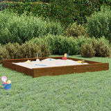 Sandbox with Seats Honey Brown Square Solid Wood Pine 825047