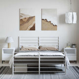 Metal Bed Frame without Mattress with Footboard White 135x190cm 352385