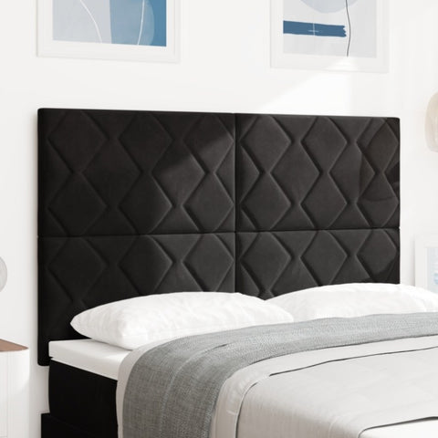 ZNTS LED Headboard Diamond Blocks Design Black 160 cm Velvet 3338536
