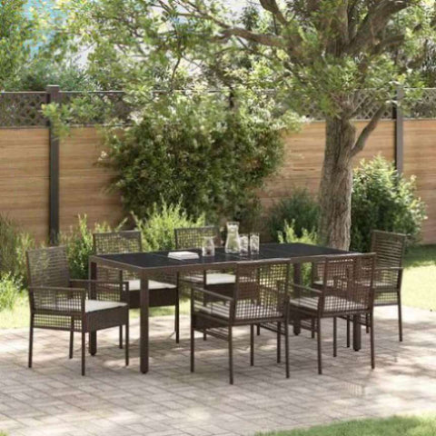 Garden Dining Set 7 pcs Brown Poly rattan 3334867