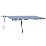 Freestanding Manual Retractable Awning 500x350 cm Blue/White 3069856