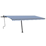 Freestanding Manual Retractable Awning 500x350 cm Blue/White 3069856