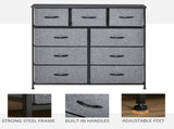 Nine Drawer Fabric Dresser - Grey T3398P329955