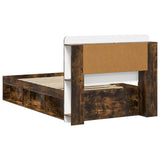 Bed Frame with Storage Smoked Oak 90 x 190 cm Engineered Wood 3433443