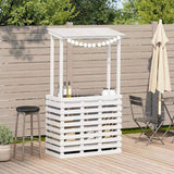 Outdoor Bar Table with Roof White 112.5x57x195.5 cm Solid Wood 832535
