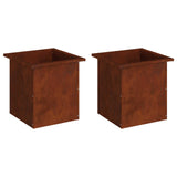 Garden Planter with LED 2 pcs Rusty 40 x 40 x 40 cm 8008139
