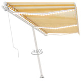 Manual Retractable Awning with LED 600x300 cm Yellow and White 3069603