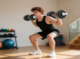2-in-1 Adjustable Dumbbells Set, 30kg Weights Dumbbells Set with Non-Slip Grip for Strength T3398P425115